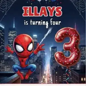 Spider Hero 3rd Birthday Invitation | City Skyline Theme