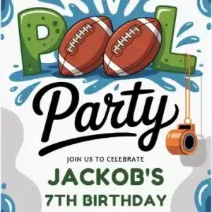 Football Pool Party Birthday Invitation Template