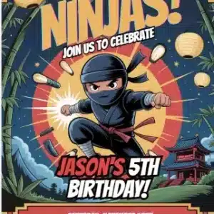 Ninja Warrior Birthday Invitation | Martial Arts Party Template
