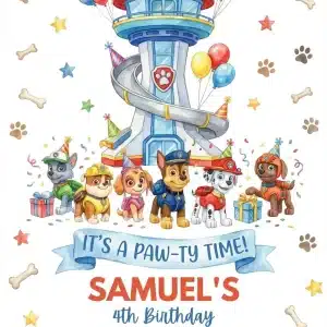Adorable Puppy Paw-ty Birthday Invitation Template