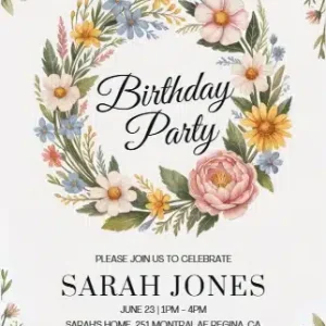 Wildflower Birthday Invitation Template | Floral Girl Birthday Invite