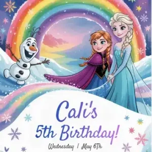 Snow Princess Rainbow Birthday Invitation Template