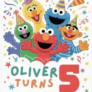Colorful Rainbow 5th Birthday Invitation Template