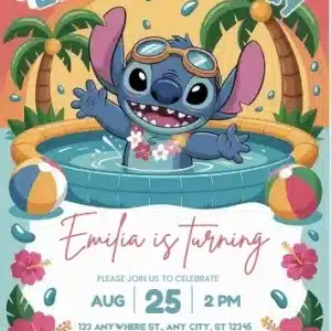 Tropical Pool Party Birthday Invitation Template