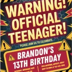 Trendy 13th Birthday Invitation Template | Teen Party Invite