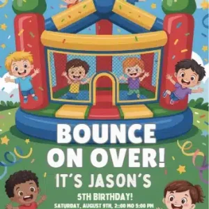 Bounce House Birthday Invitation Template | Kids Park Party Theme