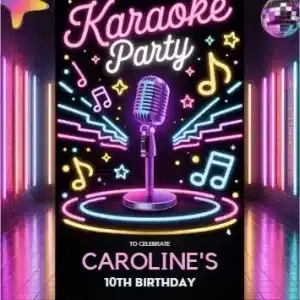 Neon Karaoke Birthday Party Invitation Template