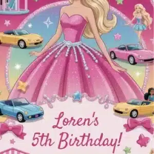 Pink Glam Fashion Doll Birthday Invitation Template