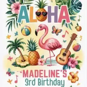 Tropical Hawaiian Luau Birthday Invitation Template