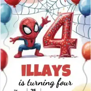Spidey and His Amazing Friends 4th Birthday Invitation
