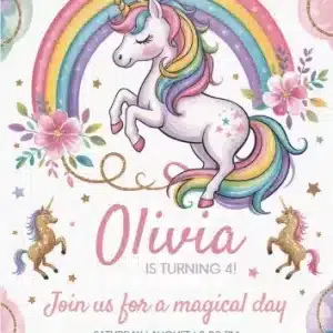 Magical Unicorn Rainbow Birthday Invitation Template