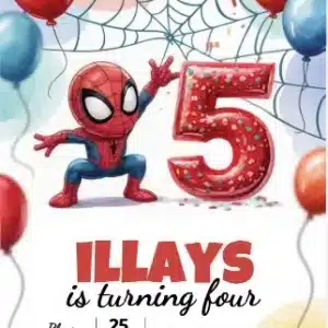 Spidey & Friends 5th Birthday Superhero Invitation