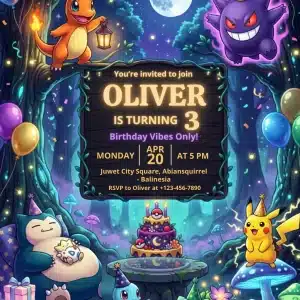 Magical Monster Birthday Invitation Template | Fantasy Party Theme