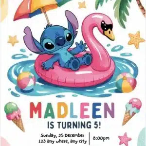 Tropical Pool Party Birthday Invitation Template