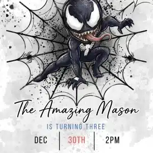Venom Superhero Birthday Invitation - Marvel Style Editable Template