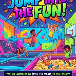 Jump Zone Trampoline Park Birthday Invitation