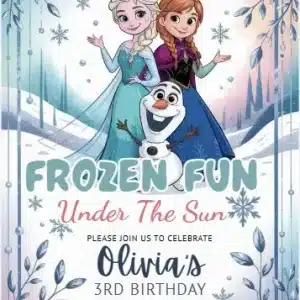 Snow Princess 3rd Birthday Invitation Template - Winter Wonderland