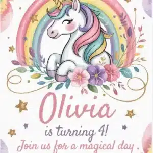 Magical Unicorn Rainbow Birthday Invitation Template