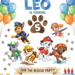 Puppy Patrol Paw-ty Birthday Invitation Template