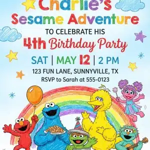 Elmo Sesame Street Birthday Invitation | Editable Canva Template