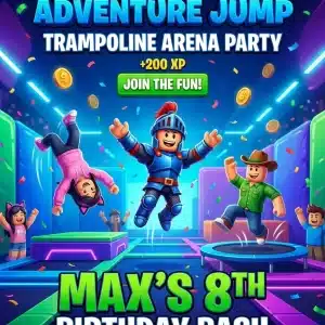 Roblox Trampoline Party Invitation - Gaming Birthday Invite