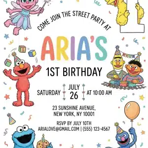 Elmo & Friends Sesame Street Birthday Invitation Template