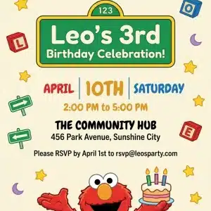 Elmo's World Birthday Invitation | Sesame Street Kids Party Invite