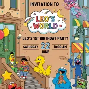 Elmo Sesame Street Birthday Invitation Template