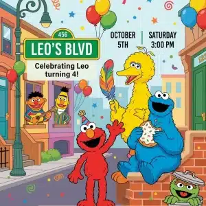 Elmo Sesame Street Birthday Invitation Template