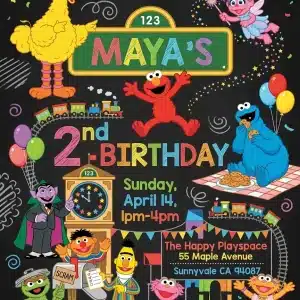 Elmo & Friends Sesame Street Birthday Invitation Template