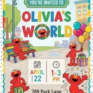 Elmo Sesame Street Birthday Invitation Template