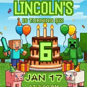 Pixel Gaming Birthday Invitation | Retro Block Party Invite