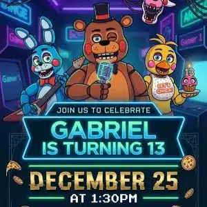 Five Nights at Freddy's Birthday Invitation Template