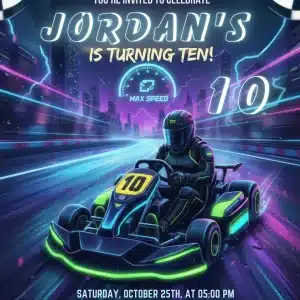 Go Kart Racing Birthday Invitation | Boys Race Car Party Invite