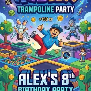 Roblox Trampoline Party Invitation | Boys Birthday Invite