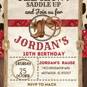 Wild West Cowboy Birthday Invitation | Rodeo Party Template