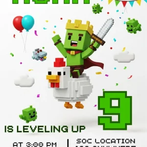 Boys Pixel Game Birthday Invitation | Editable Gaming Party Invite