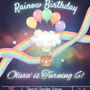 Pastel Rainbow & Cloud Birthday Invitation Template