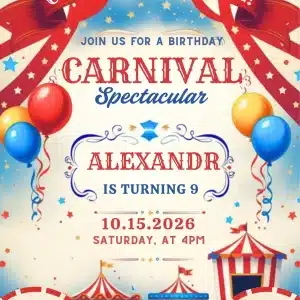 Whimsical Carnival Birthday Invitation | Big Top Circus Party Template