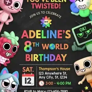 Dandy's World Birthday Invitation | Colorful Cartoon Game Party Invite