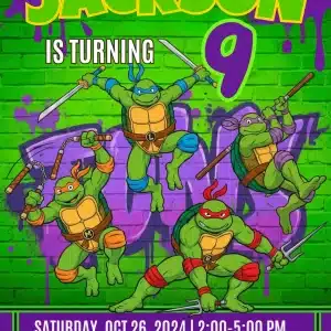 Ninja Turtles Birthday Invitation | TMNT Kids Party Template