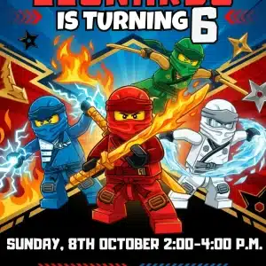 Ninja Warrior Birthday Invitation Template