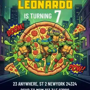Ninja Turtles Birthday Invitation | TMNT Kids Party Invite