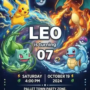 Editable Pokemon Birthday Invitation | Kids Pokemon Party Invite