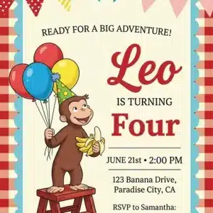 Curious George Circus Birthday Invitation Template