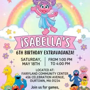 Abby Cadabby Sesame Street Birthday Invitation | Girl Party Theme