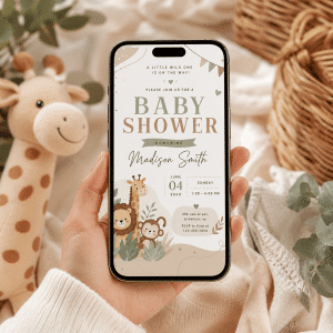 Safari Baby Shower Invitation Boy | Editable Canva Jungle Invite