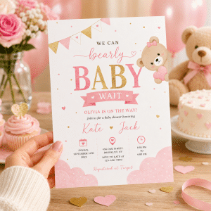 Cute Baby Shower Invitation Template | Editable Canva Baby Invite