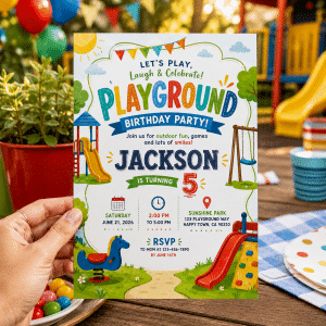 Playground Birthday Party Invitation | Editable Canva Template