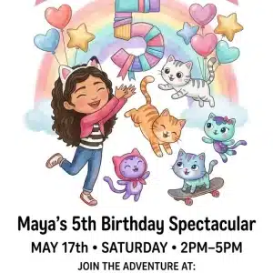 Gabby's Dollhouse Birthday Invitation - Pandy Paws Theme